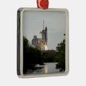 Ornement Carré Argenté Space Shuttle Endeavor se lève (Droite)