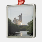 Ornement Carré Argenté Space Shuttle Endeavor se lève (Gauche)