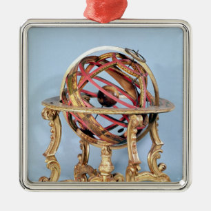 Ornement Carré Argenté Sphère armillaire