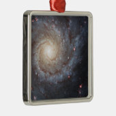 Ornement Carré Argenté Spiral Galaxy M74 Space Photo (Droite)