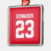 Ornement Carré Argenté Sport Numéroté Avec Nom (Gauche)