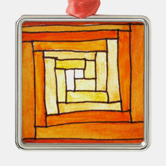 Ornement Carré Argenté square art Deco yellow retro pattern (Devant)