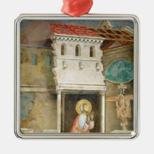 Ornement Carré Argenté St Francis priant dans l'église de San