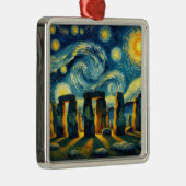 Ornement Carré Argenté Starry Night Stonehenge (Droite)