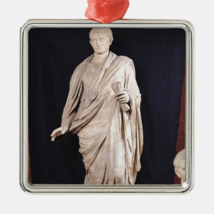 Ornement Carré Argenté Statue de César Augustus