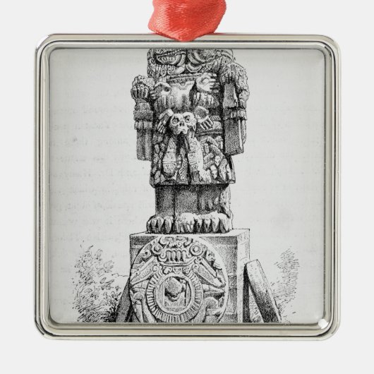 Ornement Carré Argenté Statue de la déesse Coatlicue (Devant)