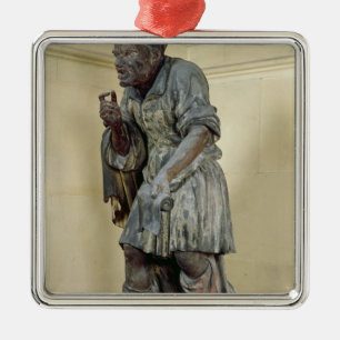 Ornement Carré Argenté Statue d'Ésope