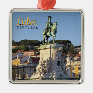 Ornement Carré Argenté Statue équestre du roi José I, Lisbonne
