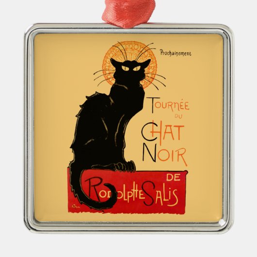 Ornement Carré Argenté Steinlen Chat Noir Classique Art Français (Devant)