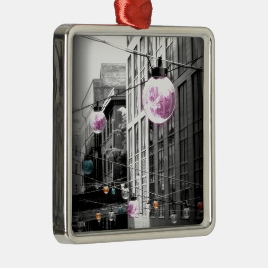 Ornement Carré Argenté Street Lumières Art urbain (Droite)