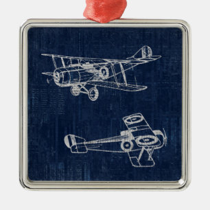 Ornement Carré Argenté Style de texte et de script du journal de l'avion