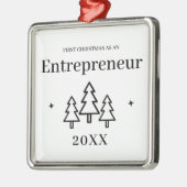 Ornement Carré Argenté Style Luxe Entrepreneur de Noël (Gauche)