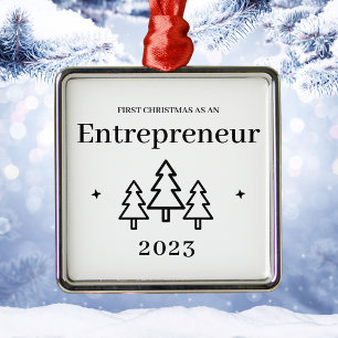 Ornement Carré Argenté Style Luxe Entrepreneur de Noël