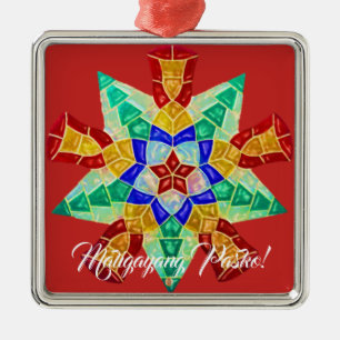 Ornement Carré Argenté Style philippin élégant de Parol, FilAm,