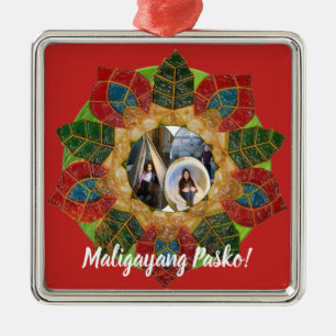 Ornement Carré Argenté Style philippin élégant de Parol, FilAm,