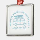 Ornement Carré Argenté Surfer van life camper van citations (Gauche)