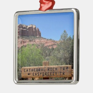 Ornement Carré Argenté Symbole de la cathédrale Rock Sedona Arizona