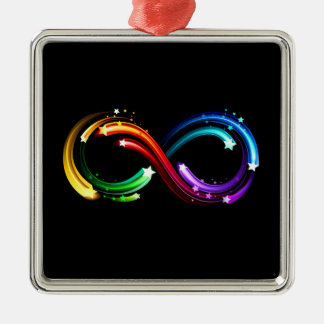 Ornement Carré Argenté Symbole de l'infini des comètes arc-en-ciel