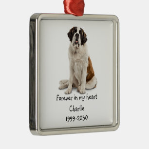 Ornement Carré Argenté Taille du paysage Photo Memorial Keepsaké chien an