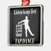 Ornement Carré Argenté Tap Dance - Écouter Mes Pieds Tap Dance (Gauche)