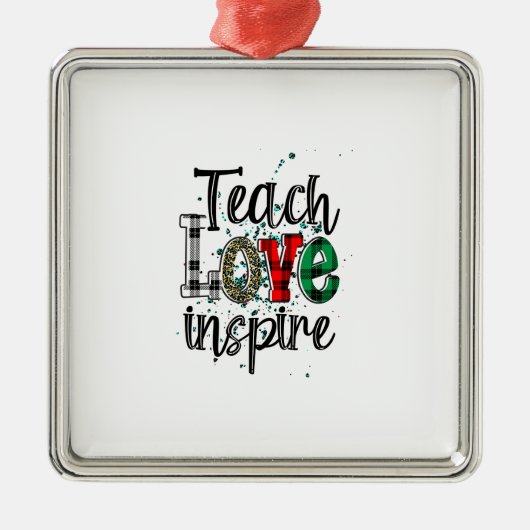Ornement Carré Argenté Teach Love Inspire (Devant)