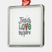 Ornement Carré Argenté Teach Love Inspire (Gauche)
