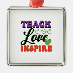 Ornement Carré Argenté Teach Love Inspire