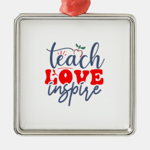 Ornement Carré Argenté Teach Love Inspire