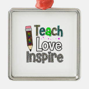 Ornement Carré Argenté Teach Love Inspire