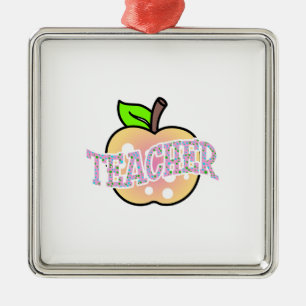 Ornement Carré Argenté Teacher Apple