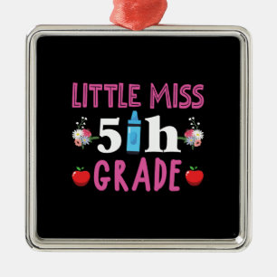 Ornement Carré Argenté Teacher Gift Little Miss 5th Grade