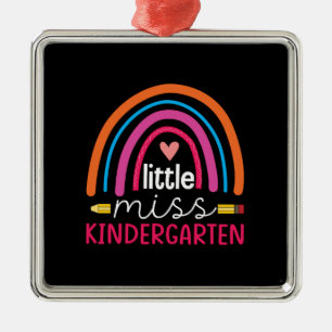 Ornement Carré Argenté Teacher Gift Little Miss Kindergarten