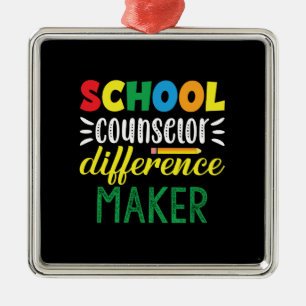 Ornement Carré Argenté Teacher Gift School Counselor Difference Maker