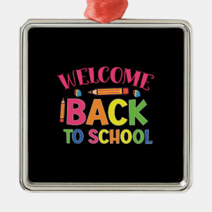 Ornement Carré Argenté Teacher Welcome Back To School