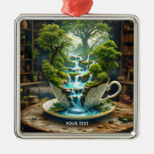 Ornement Carré Argenté Teacup Imaginaire mignonne Paysage