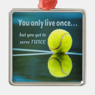 Ornement Carré Argenté Tennis en direct une fois sept fois, Tennis Ball,