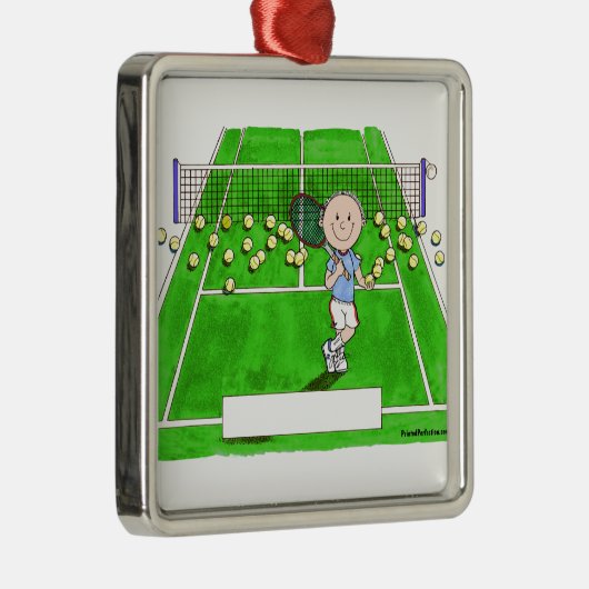 Ornement Carré Argenté Tennis Male (Droite)