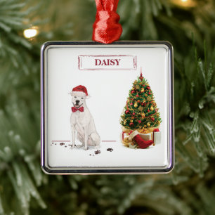 Ornement Carré Argenté Terrier américain Staffordshire Noël Chien Drôle