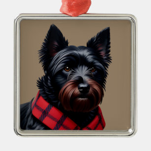 Ornement Carré Argenté Terrier écossais