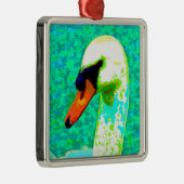 Ornement Carré Argenté Tête de cygne blanche majestueuse (Droite)