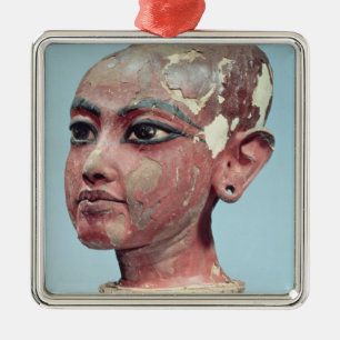 Ornement Carré Argenté Tête de l'émergence du Roi Tutankhamun d'enfant