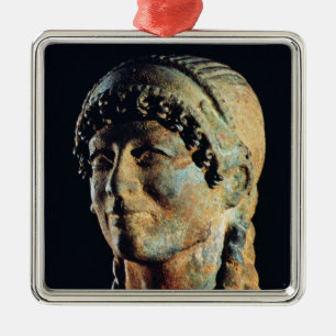 Ornement Carré Argenté Tête d'une femme d'Etruscan