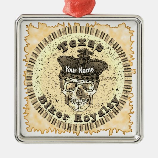 Ornement Carré Argenté Texas Biker (Devant)