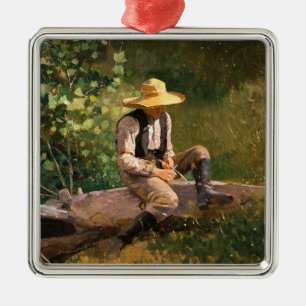 Ornement Carré Argenté The Whittling Boy (par Winslow Homer)