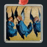 ORNEMENT CARRÉ ARGENTÉ THREE ANGELS IN BLUE<br><div class="desc">Elegant,  artistic and classic design rielaborated from a Renaissance painting.</div>