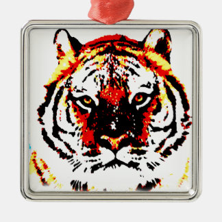 Ornement Carré Argenté Tigre sauvage