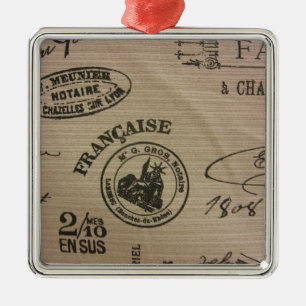 Ornement Carré Argenté Timbres de voyage français