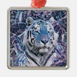 Ornement Carré Argenté Toony Tiger bleu