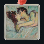 Ornement Carré Argenté Toulouse-Lautrec - En Lit, Baiser<br><div class="desc">En Bed,  The Kiss / Au lit : Le baiser - Henri de Toulouse-Lautrec,  Huile sur carton,  1892</div>