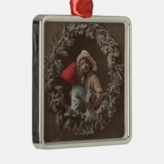 Ornement Carré Argenté Toutes les joies de Noël soient des baisers (Droite)